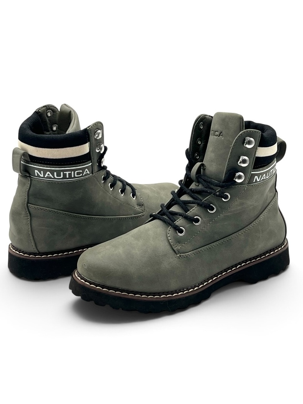 Nautica Galiah Womens 8 Olive Green Faux Suede Lace Up Combat Hiking Boots EUC